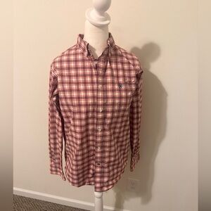 Ariat Pro Series Boys Plaid Button-Down Shirt in Red and WhiteSize Xl (18)